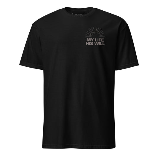 “Regular Christian graphic tee in black – My Life His Will design – Zyora Apparel”