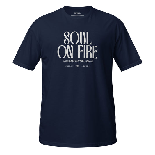 Soul On Fire Christian t-shirt with Jeremiah 20:9 scripture, premium unisex fit