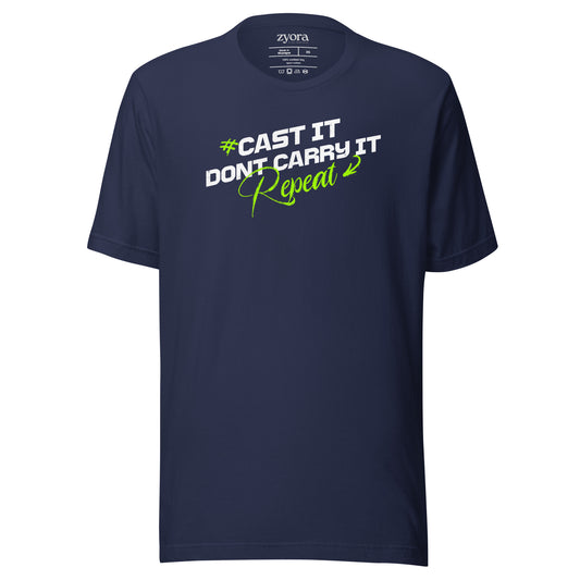 Cast It Don’t Carry It Christian t-shirt with 1 Peter 5:7 scripture design, unisex fit