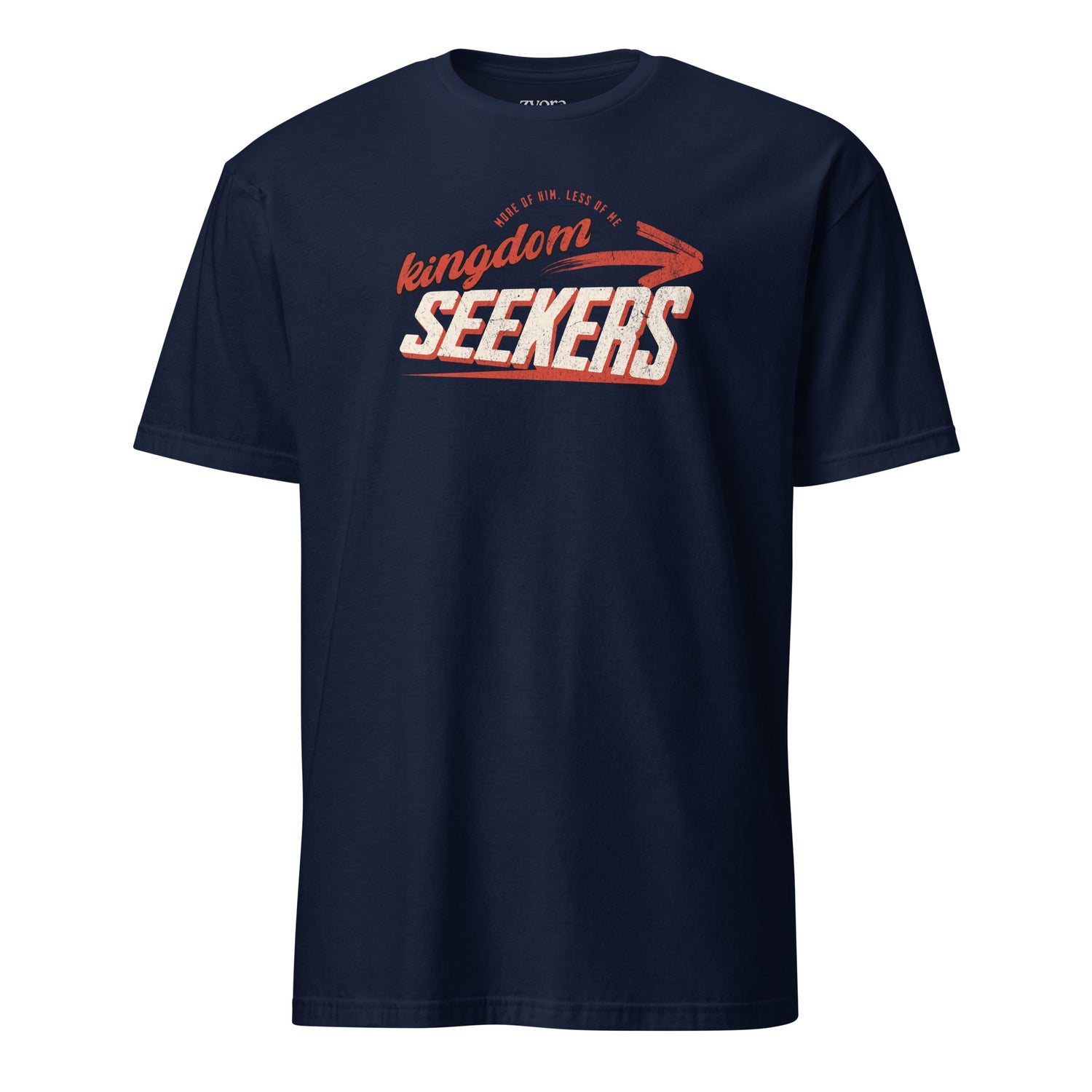 Kingdom Seekers Christian t-shirt with More of Him Less of Me text, inspired by Matthew 6:33 and John 3:30