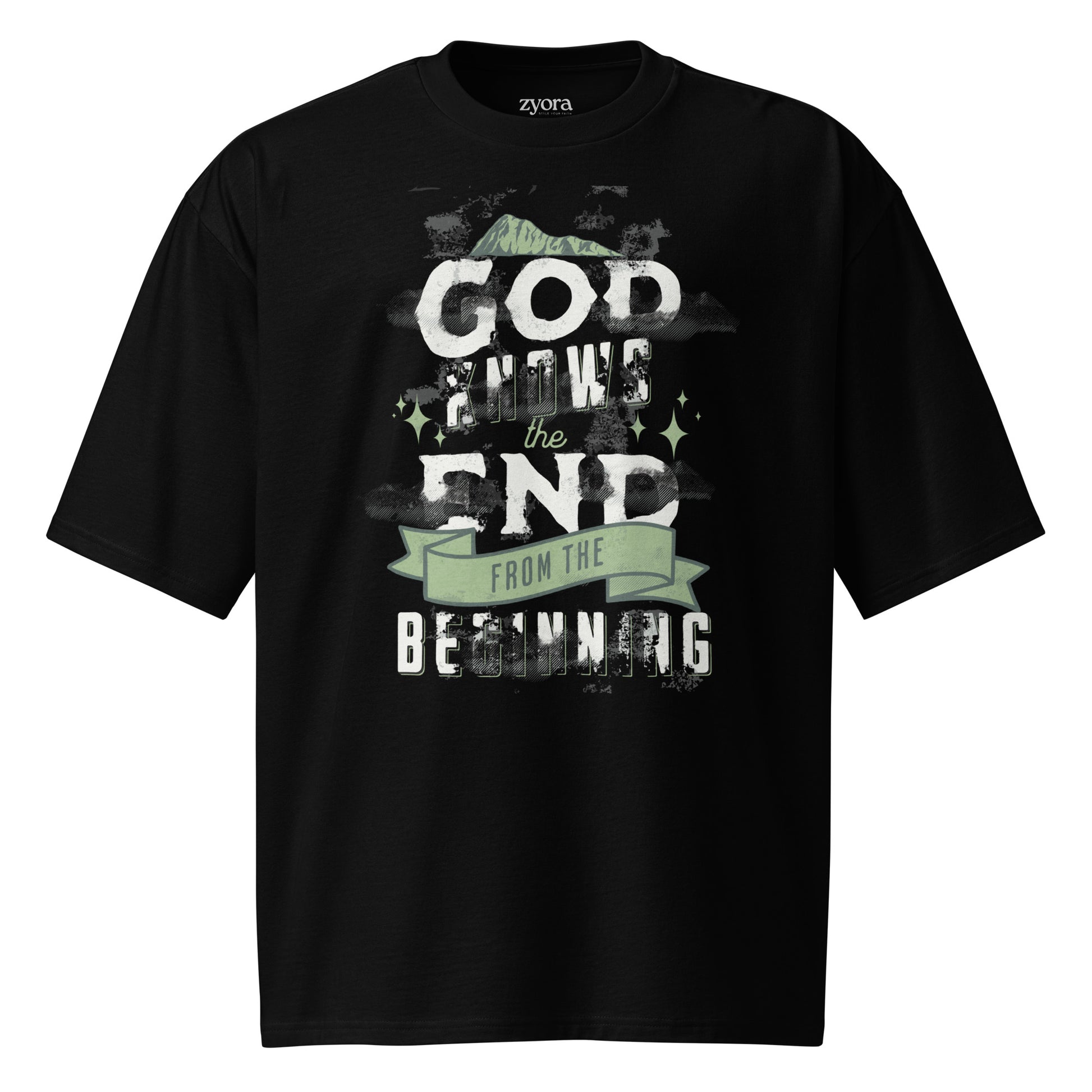 God Knows the end from the beginning - Oversized Premium Heavyweight Tee
