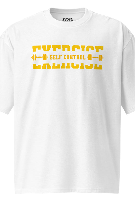 Oversized premium heavyweight Christian tee with “Exercise Self Control” design – faith-based streetwear by Zyora Apparel.