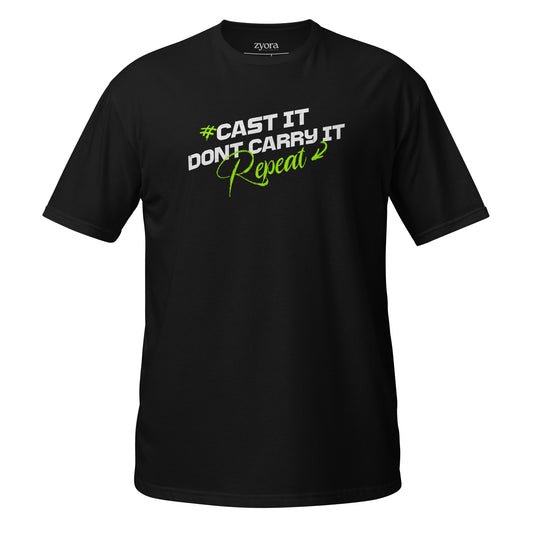 Cast It Don’t Carry It Christian t-shirt with 1 Peter 5:7 scripture design, unisex fit