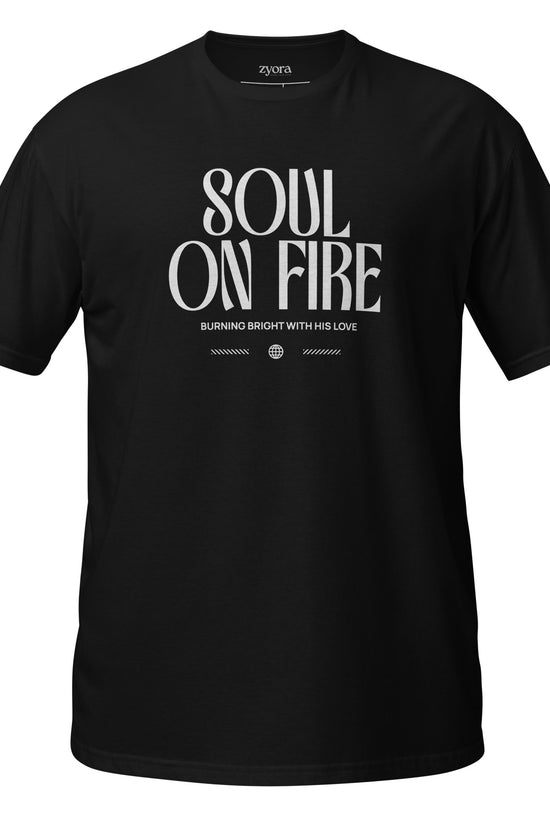 Soul On Fire Christian t-shirt with Jeremiah 20:9 scripture, premium unisex fit