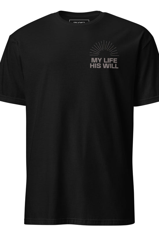 “Regular Christian graphic tee in black – My Life His Will design – Zyora Apparel”