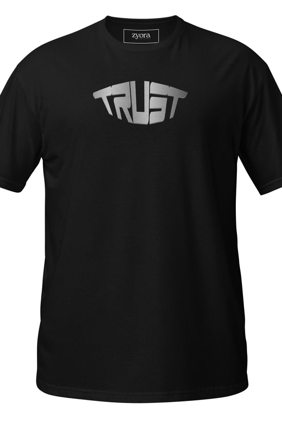 “Christian graphic tee in black – Trust design – Zyora Apparel”