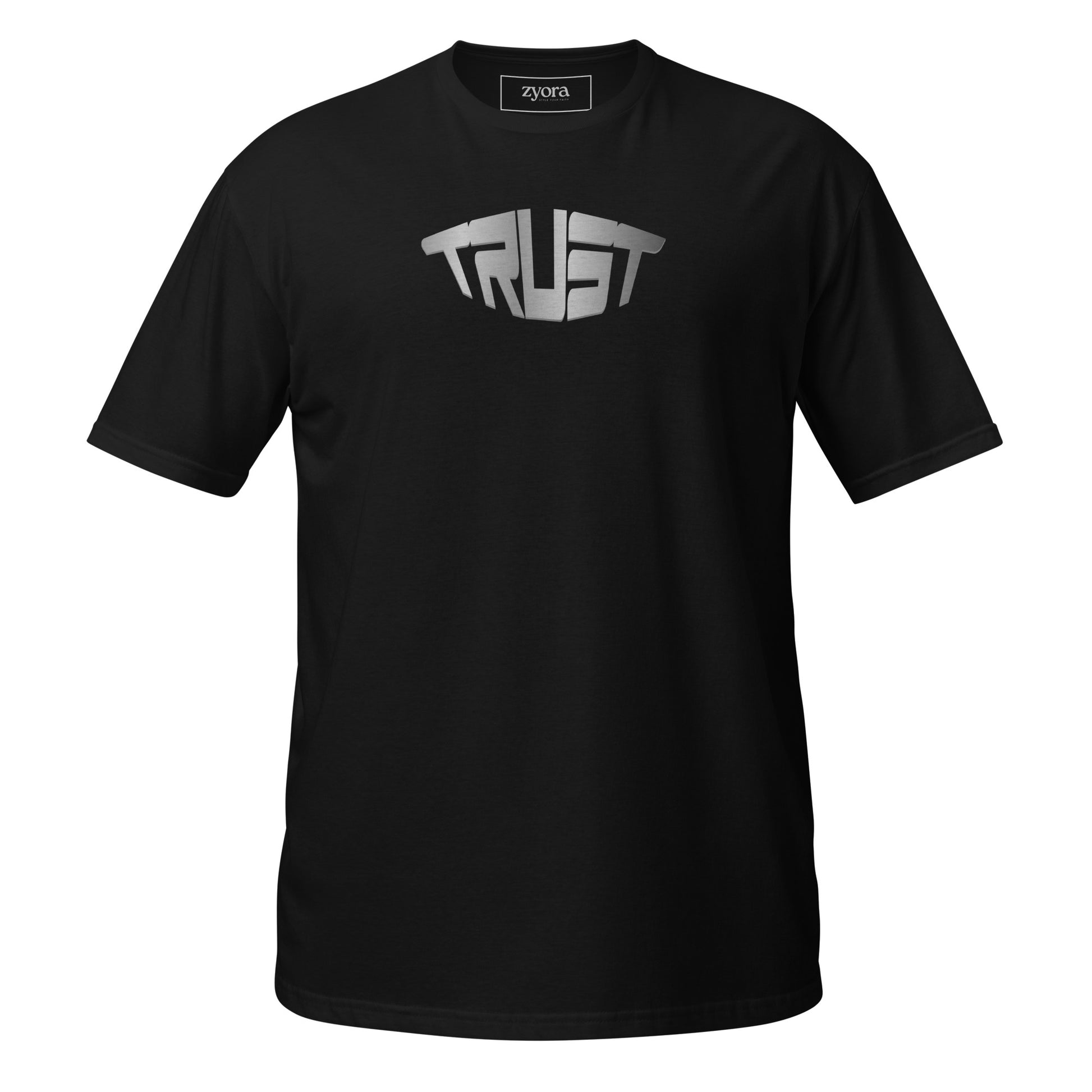 “Christian graphic tee in black – Trust design – Zyora Apparel”