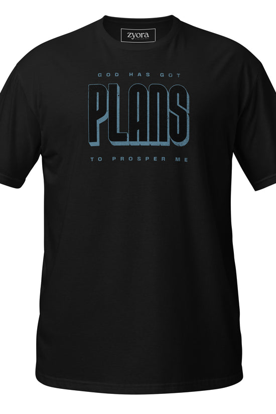 Unisex regular Christian tee with “God Has Got Plans to Prosper Me” design – faith-based fashion and gift by Zyora Apparel.
