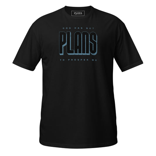 Unisex regular Christian tee with “God Has Got Plans to Prosper Me” design – faith-based fashion and gift by Zyora Apparel.