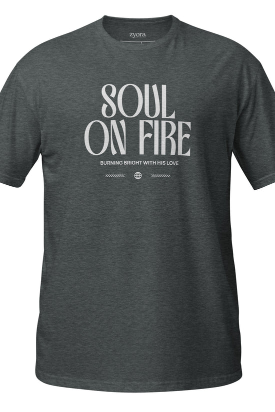 Soul On Fire Christian t-shirt with Jeremiah 20:9 scripture, premium unisex fit