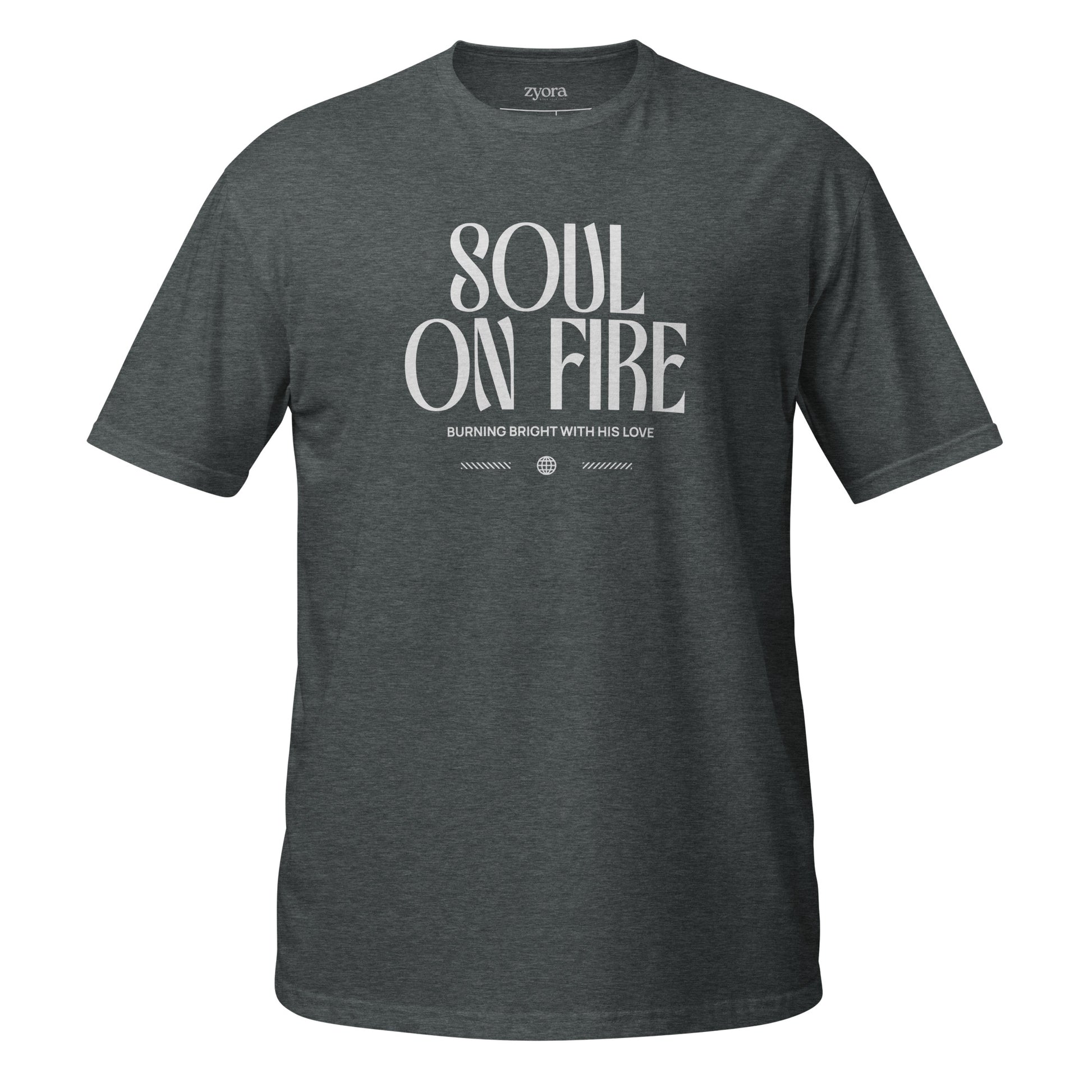 Soul On Fire Christian t-shirt with Jeremiah 20:9 scripture, premium unisex fit