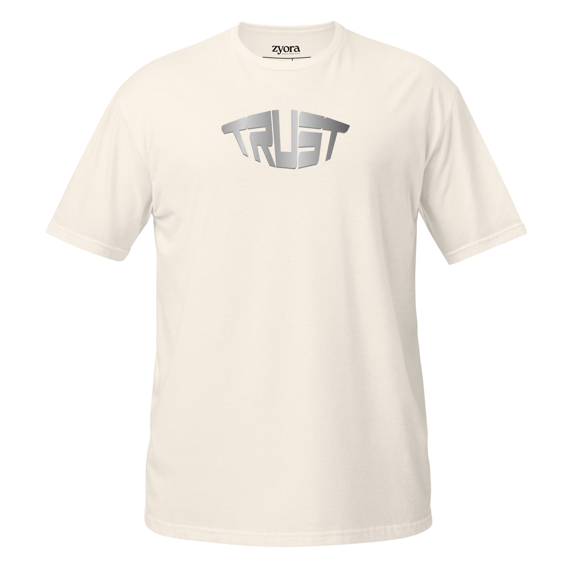 “Christian graphic tee in natural – Trust design – Zyora Apparel”