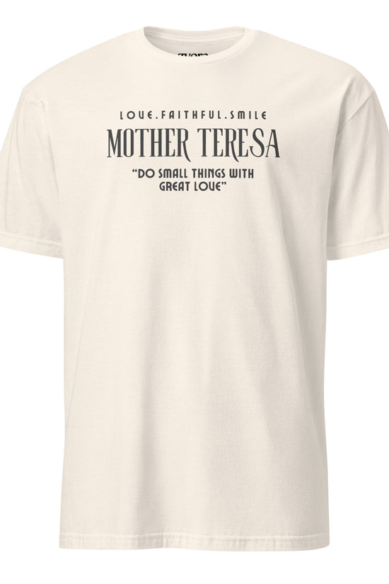 Zyora Apparel Regular Tee with Mother Teresa inspired design “Do Small Things with Great Love” – casual Christian faith-based t-shirt.