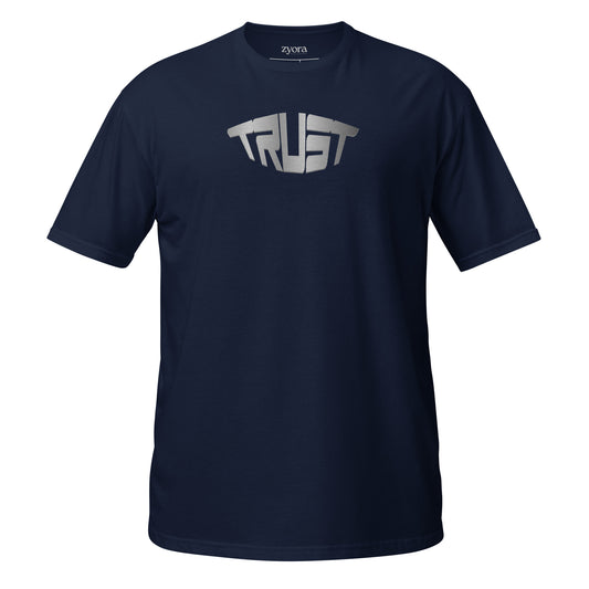 “Christian graphic tee in Navy – Trust design – Zyora Apparel”
