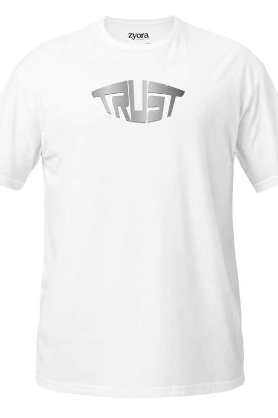 “Christian graphic tee in white – Trust design – Zyora Apparel”