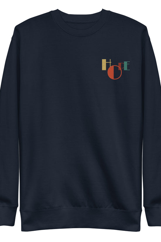 Unisex premium Christian sweatshirt with “HOPE Logo” design – faith-based fashion and gift by Zyora Apparel.
