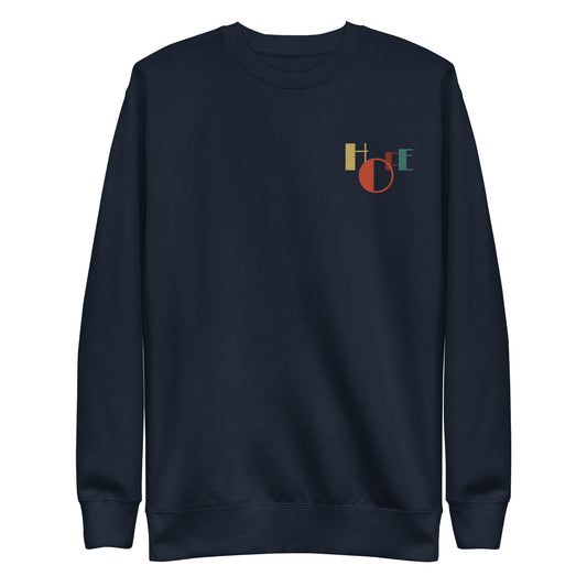 Unisex premium Christian sweatshirt with “HOPE Logo” design – faith-based fashion and gift by Zyora Apparel.