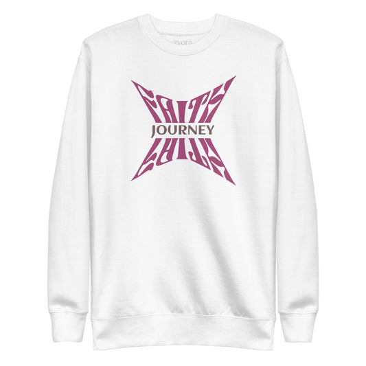 Women’s premium Christian sweatshirt with “Faith Journey” design – faith-based fashion and gift by Zyora Apparel.