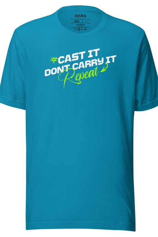 Cast It Don’t Carry It Christian t-shirt with 1 Peter 5:7 scripture design, unisex fit
