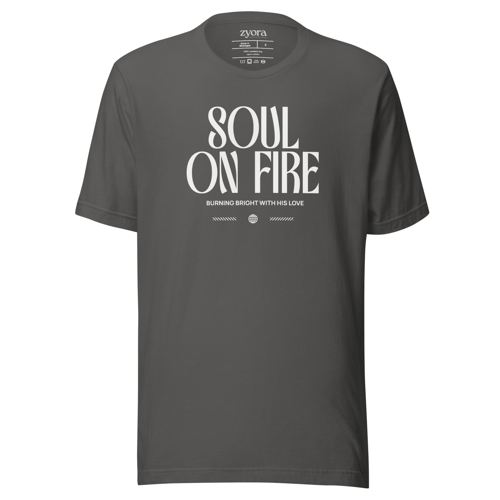 Soul On Fire Christian t-shirt with Jeremiah 20:9 scripture, premium unisex fit
