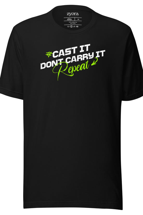 Cast It Don’t Carry It Christian t-shirt with 1 Peter 5:7 scripture design, unisex fit