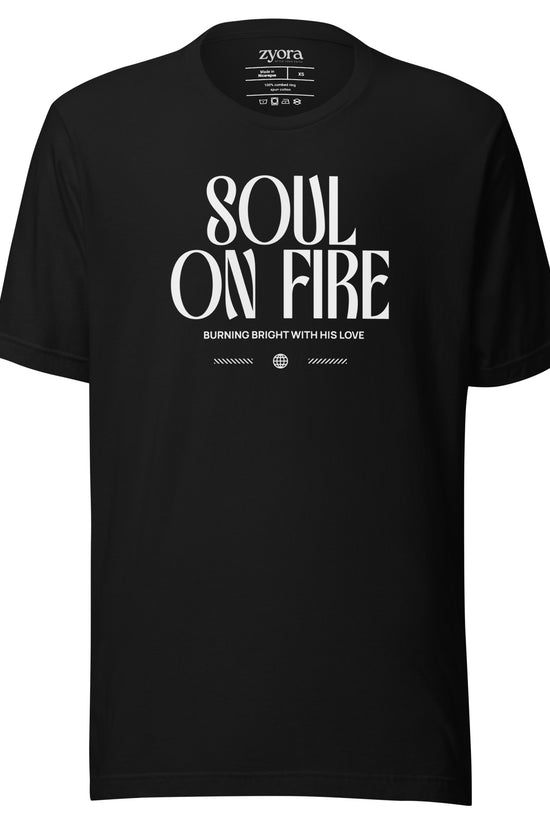 Soul On Fire Christian t-shirt with Jeremiah 20:9 scripture, premium unisex fit
