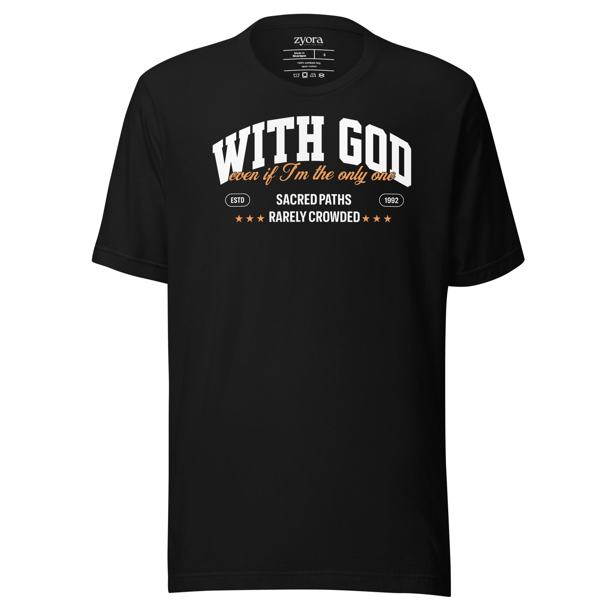 "With God Even If I’m the Only One – Christian Graphic Tee, faith-based clothing, scripture-inspired gift, daily discipleship wear."