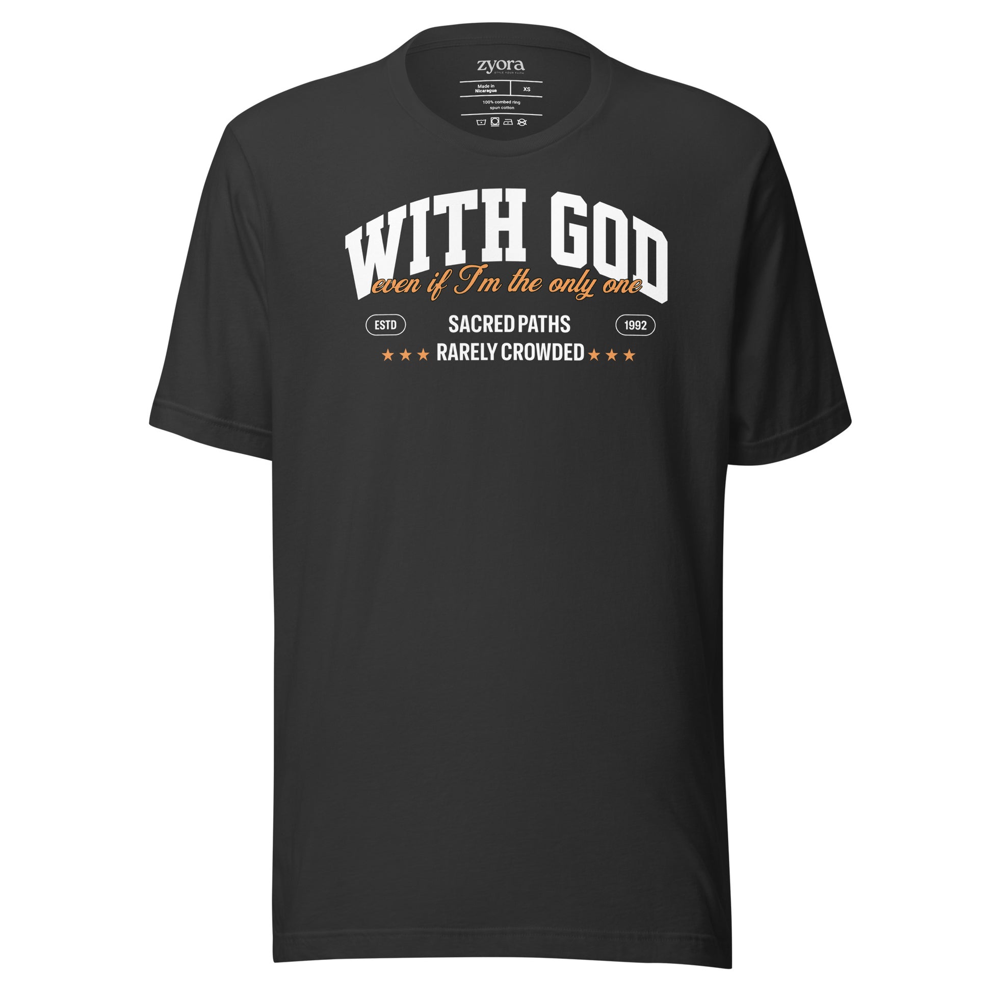 "With God Even If I’m the Only One – Christian Graphic Tee, faith-based clothing, scripture-inspired gift, daily discipleship wear."