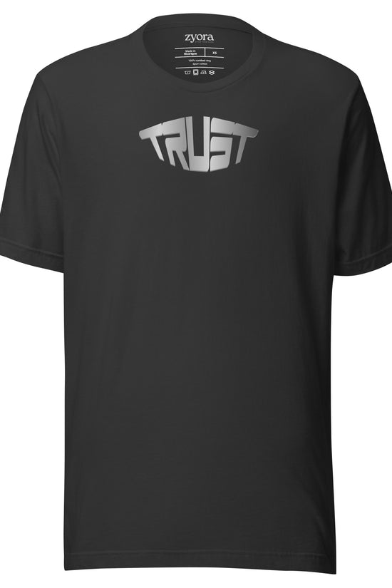 “Christian graphic tee in dark grey – Trust design – Zyora Apparel”