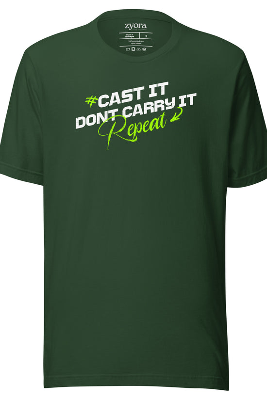 Cast It Don’t Carry It Christian t-shirt with 1 Peter 5:7 scripture design, unisex fit
