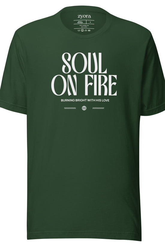 Soul On Fire Christian t-shirt with Jeremiah 20:9 scripture, premium unisex fit