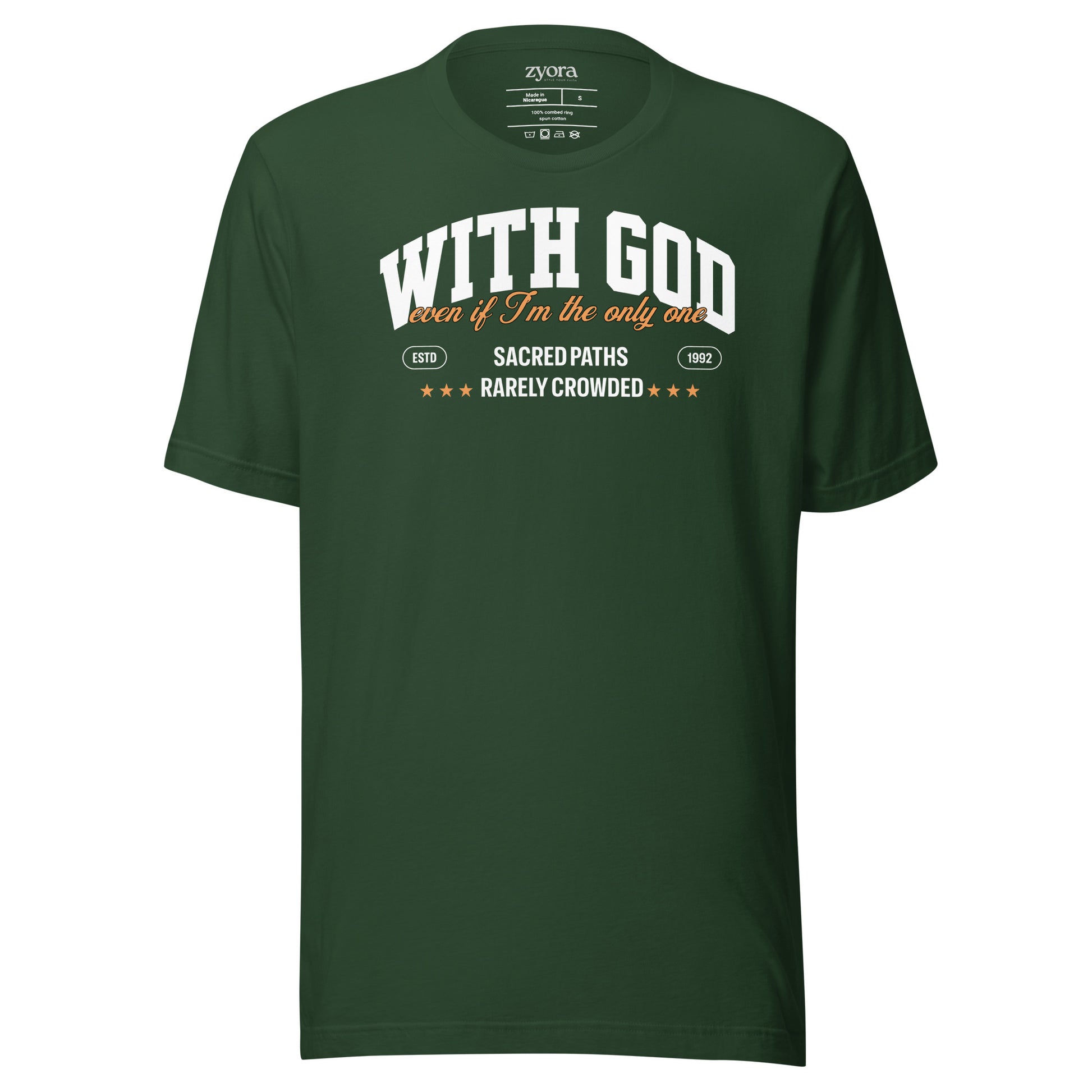 "With God Even If I’m the Only One – Christian Graphic Tee, faith-based clothing, scripture-inspired gift, daily discipleship wear."