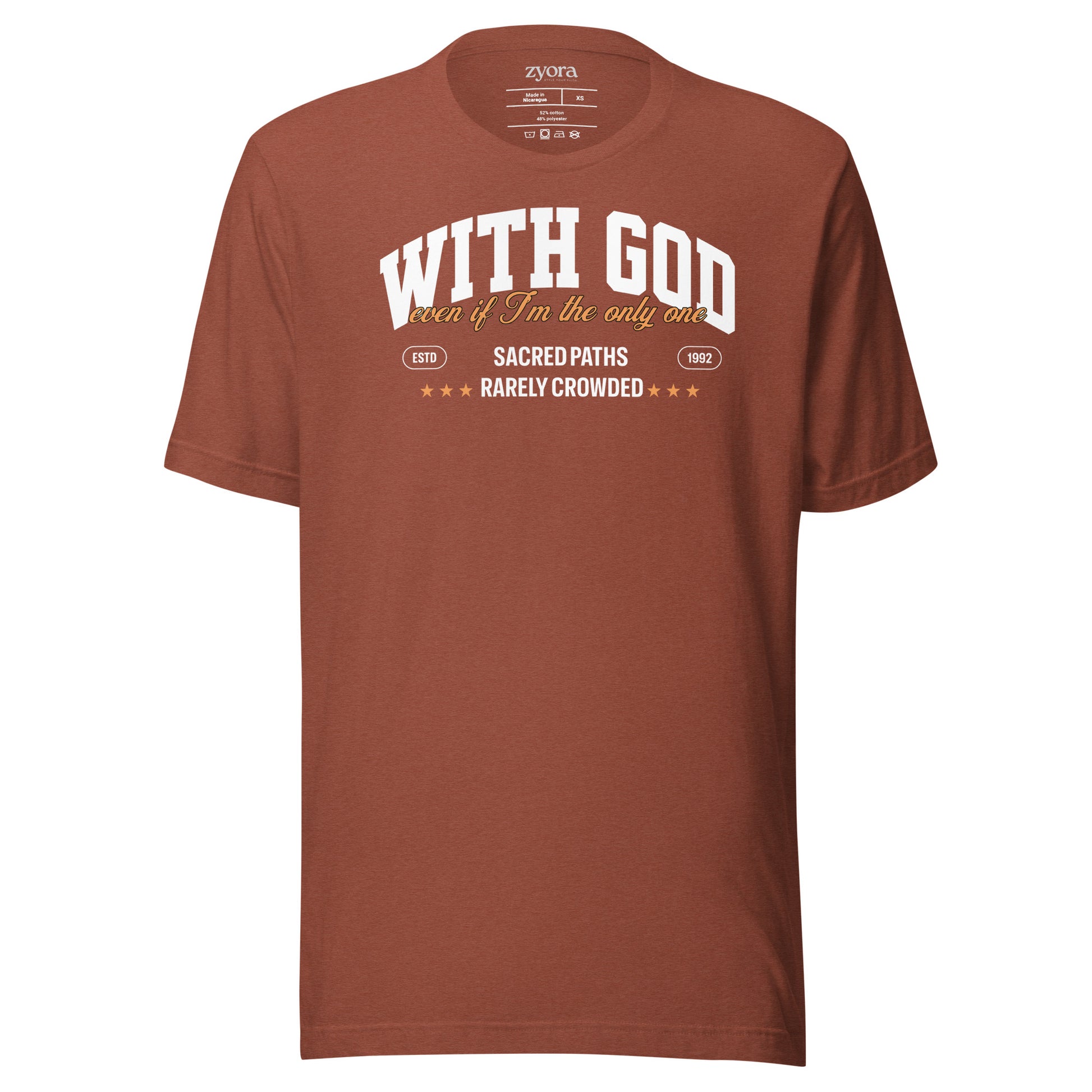 "With God Even If I’m the Only One – Christian Graphic Tee, faith-based clothing, scripture-inspired gift, daily discipleship wear."