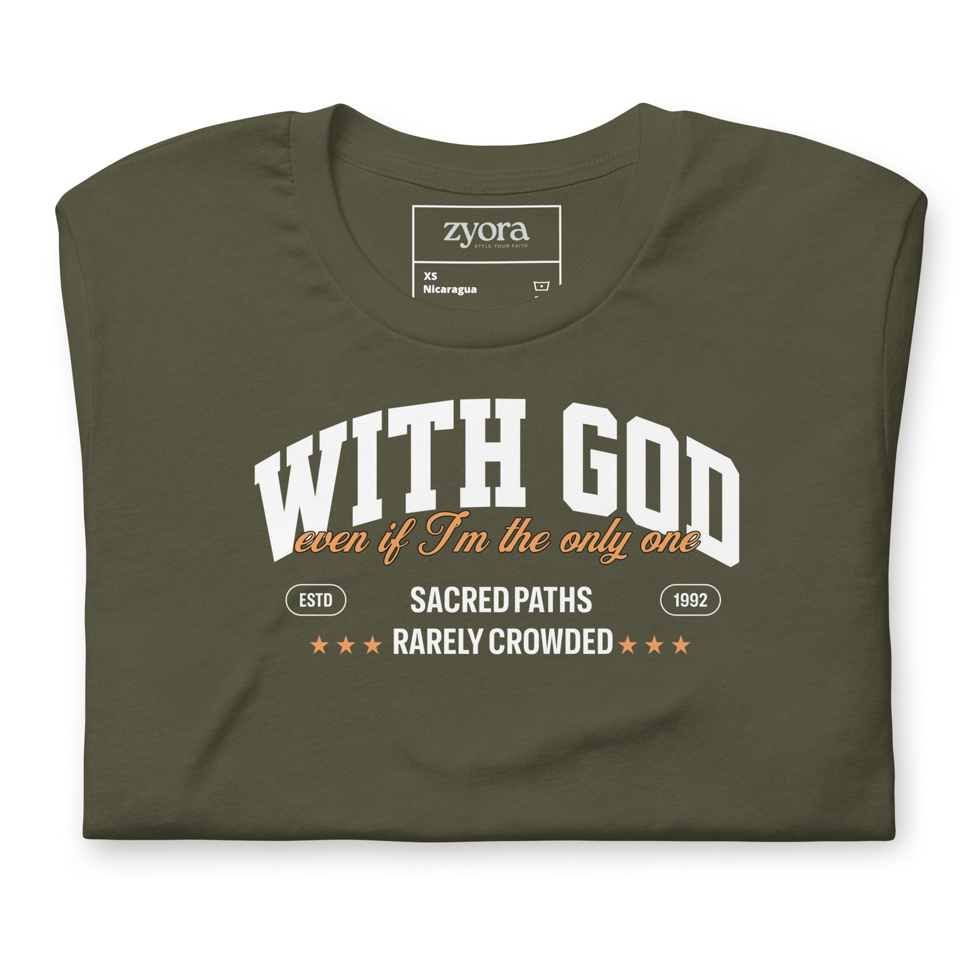 "With God Even If I’m the Only One – Christian Graphic Tee, faith-based clothing, scripture-inspired gift, daily discipleship wear."