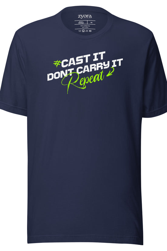 Cast It Don’t Carry It Christian t-shirt with 1 Peter 5:7 scripture design, unisex fit