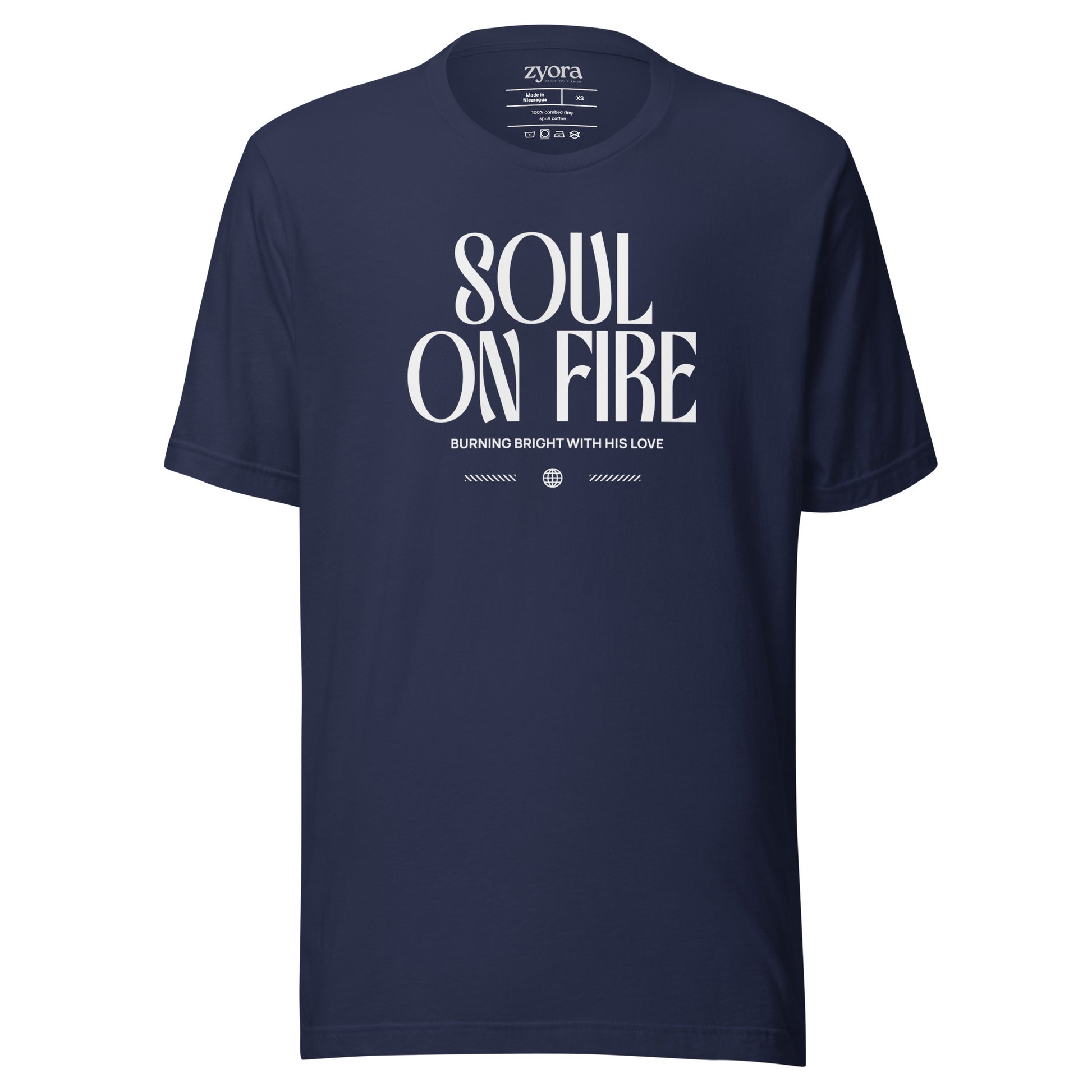 Soul On Fire Christian t-shirt with Jeremiah 20:9 scripture, premium unisex fit