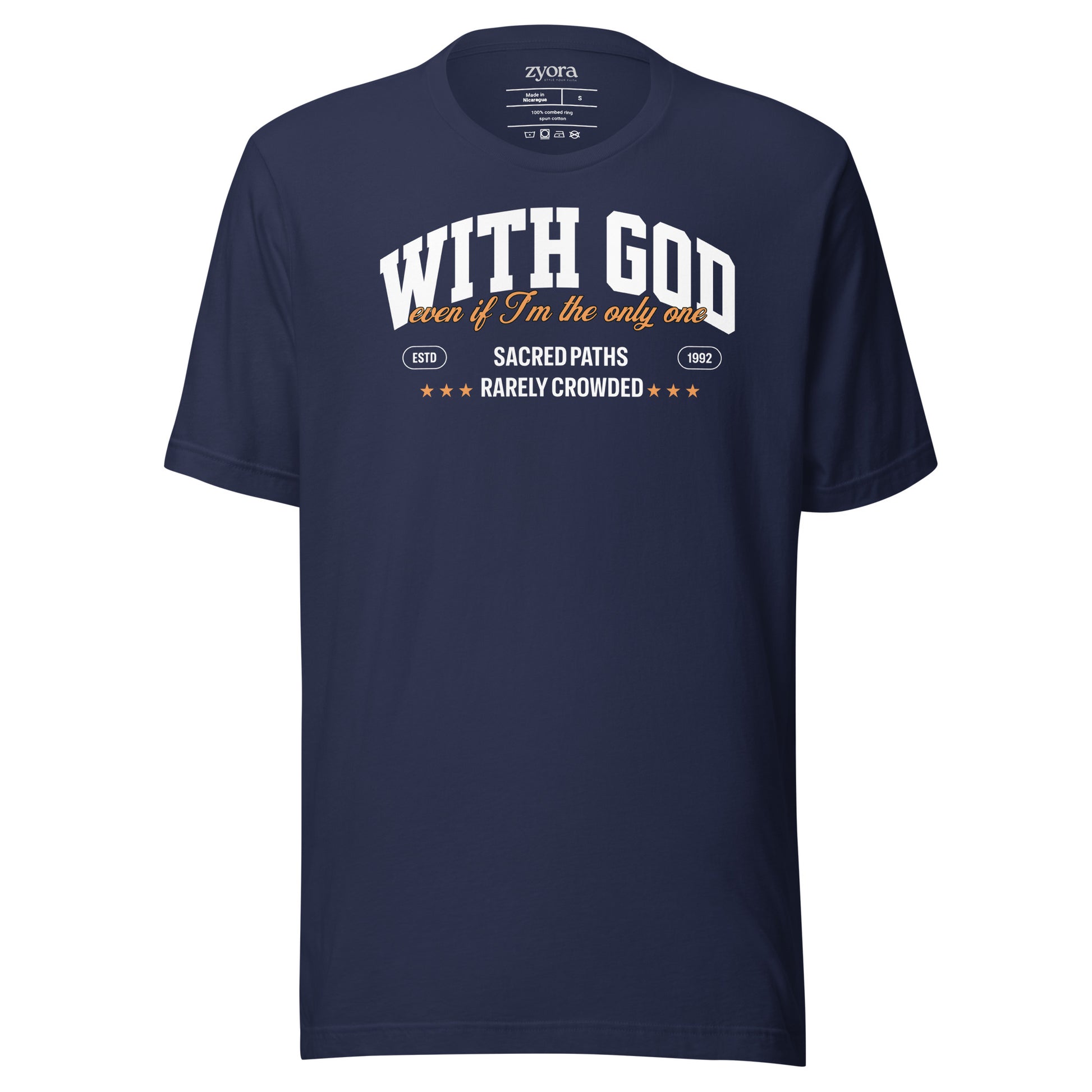 "With God Even If I’m the Only One – Christian Graphic Tee, faith-based clothing, scripture-inspired gift, daily discipleship wear."