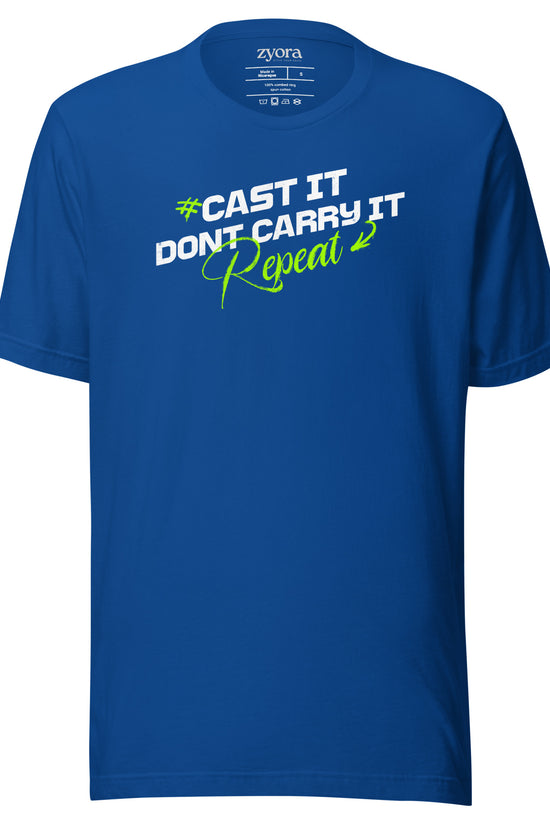 Cast It Don’t Carry It Christian t-shirt with 1 Peter 5:7 scripture design, unisex fit