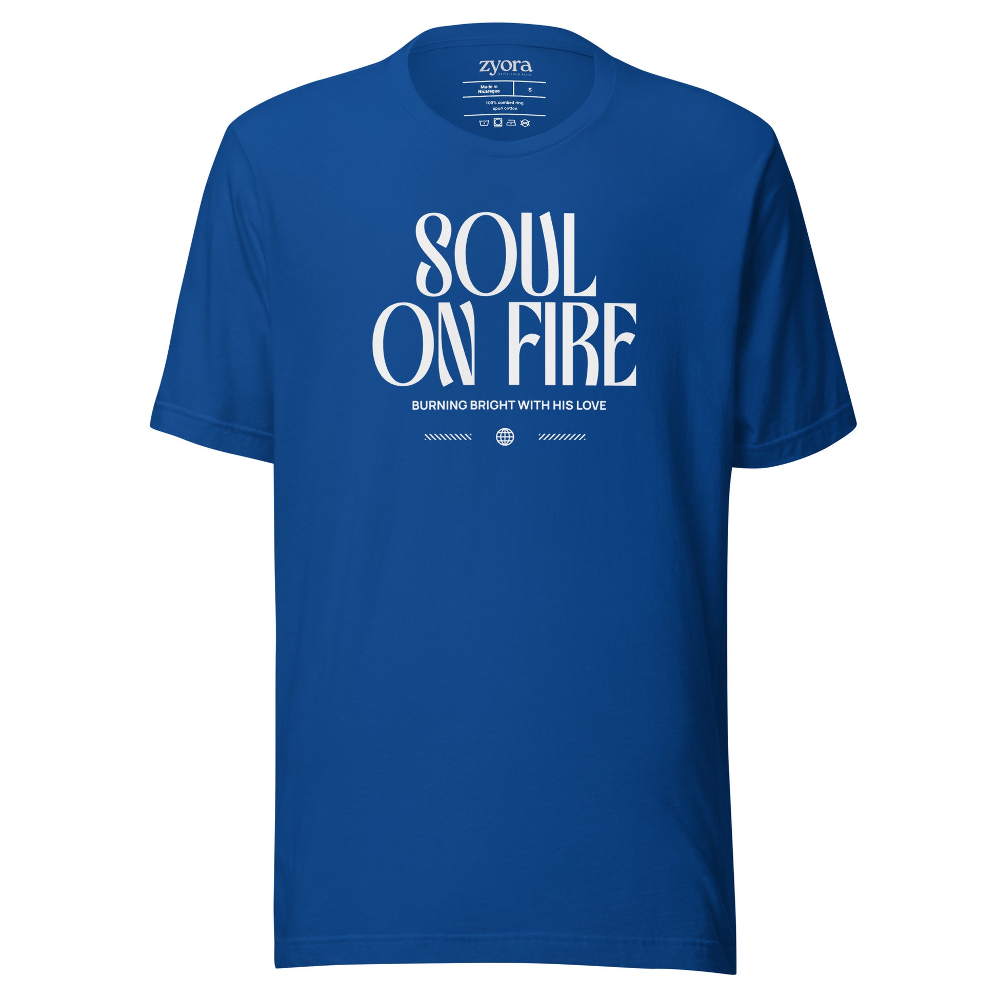 Soul On Fire Christian t-shirt with Jeremiah 20:9 scripture, premium unisex fit